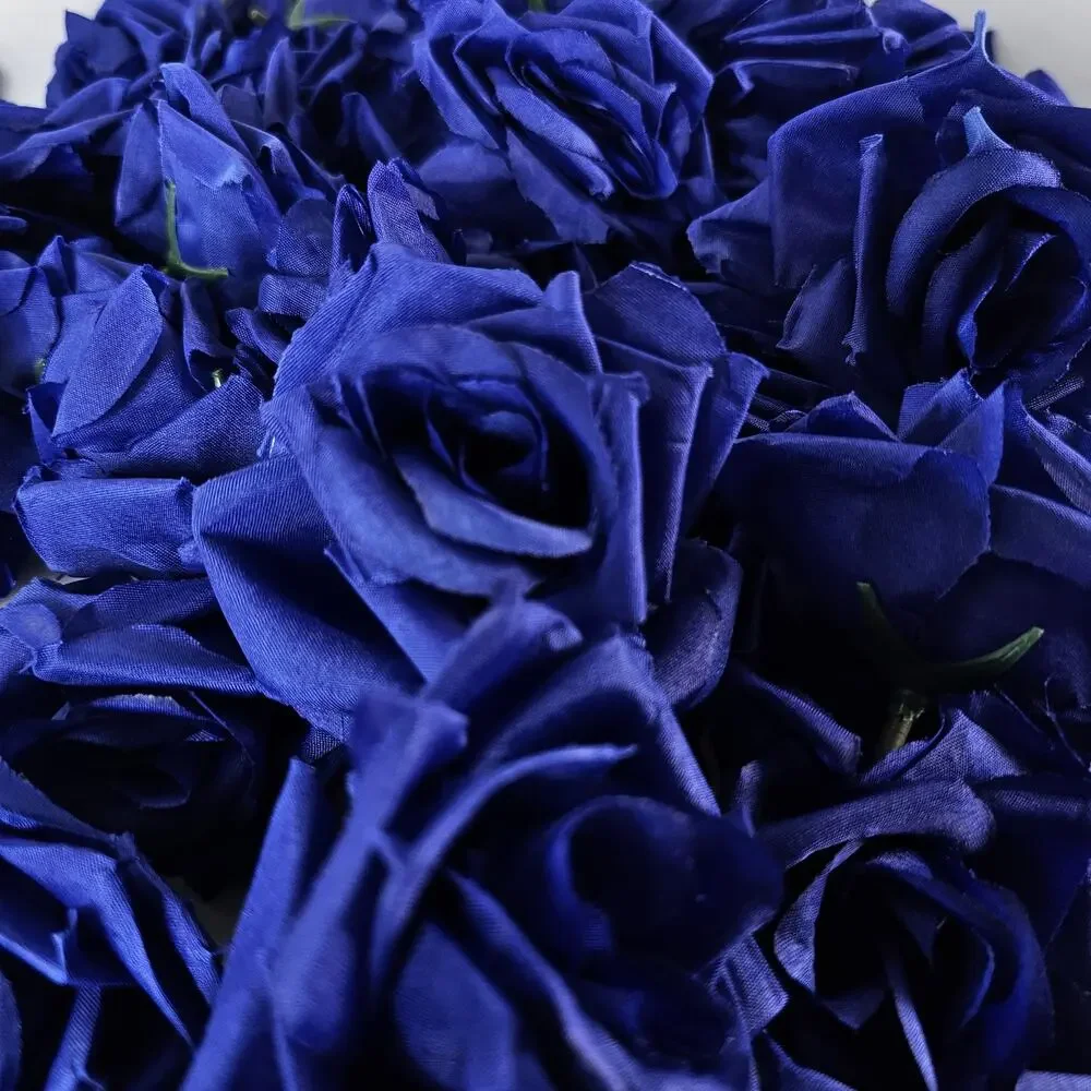 63 Royal Blue Silk Rose Heads 3 inch Artificial Wedding Flowers DIY Craft Decor